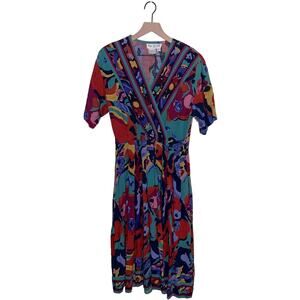 VNTG TOGETHER bright pattern midi dress 6